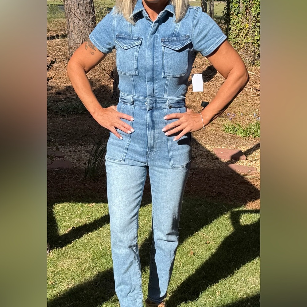 Good American Light Blue Denim Jumpsuit